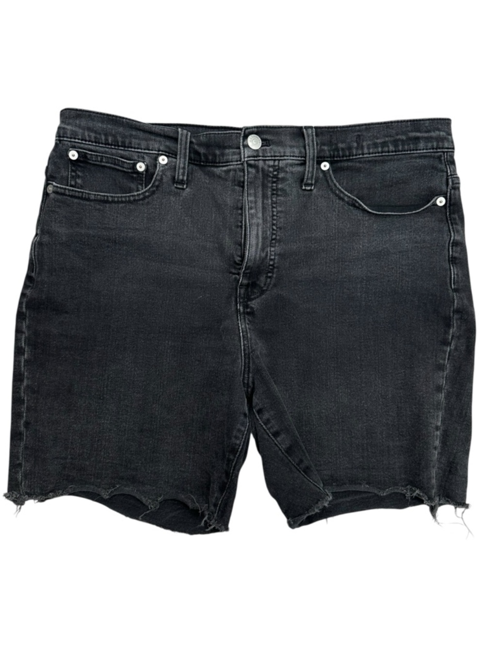 Madewell High-Rise Denim Mid-Length Shorts Washed Black Denim Cutoff Bermuda 31